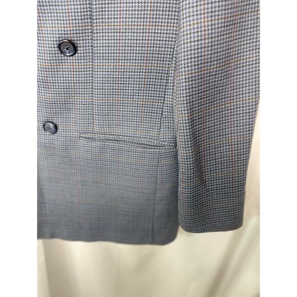 Jos A Bank jacket blazer woman's 8 gray double breasted houndstooth tweed lined - Picture 3 of 14